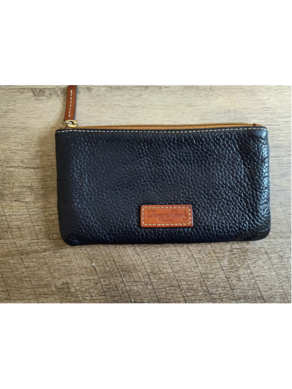 Women's Dooney & Bourke Leather Clutch Wristlet One Size Black Tan